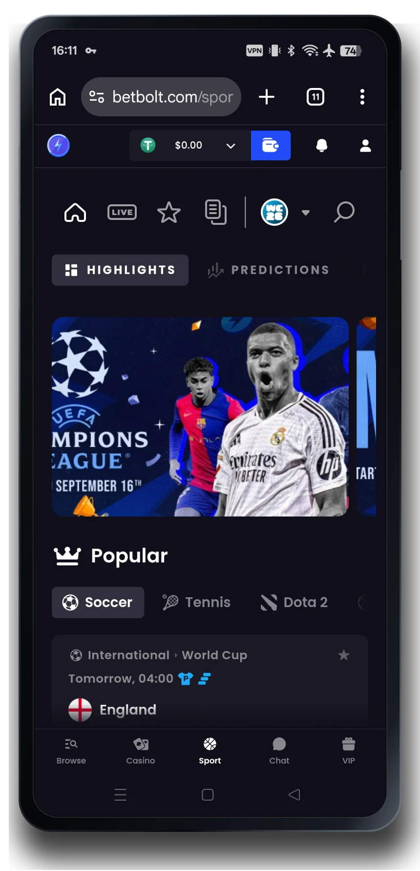 BetBolt sportsbook on a mobile phone