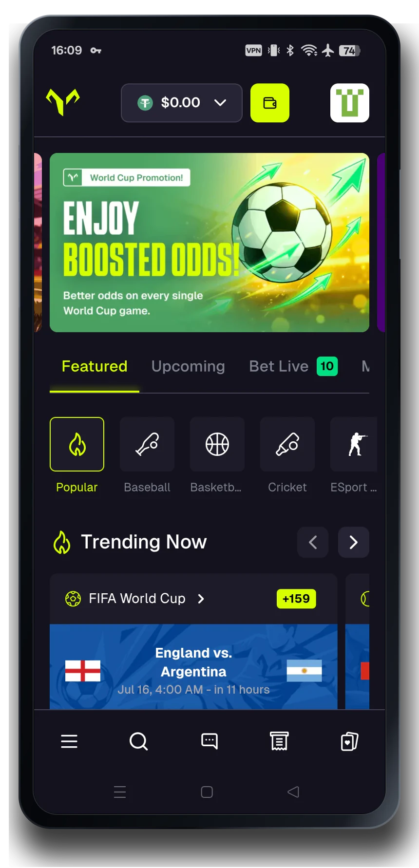 GOATED sportsbook on a mobile phone